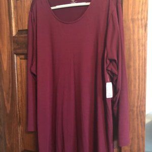 CJ Banks Burgundy Light Weight Knit Tunic NWT 3X